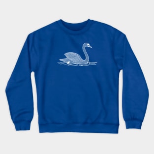 Swan Ink Art - detailed beautiful bird design - on blue Crewneck Sweatshirt